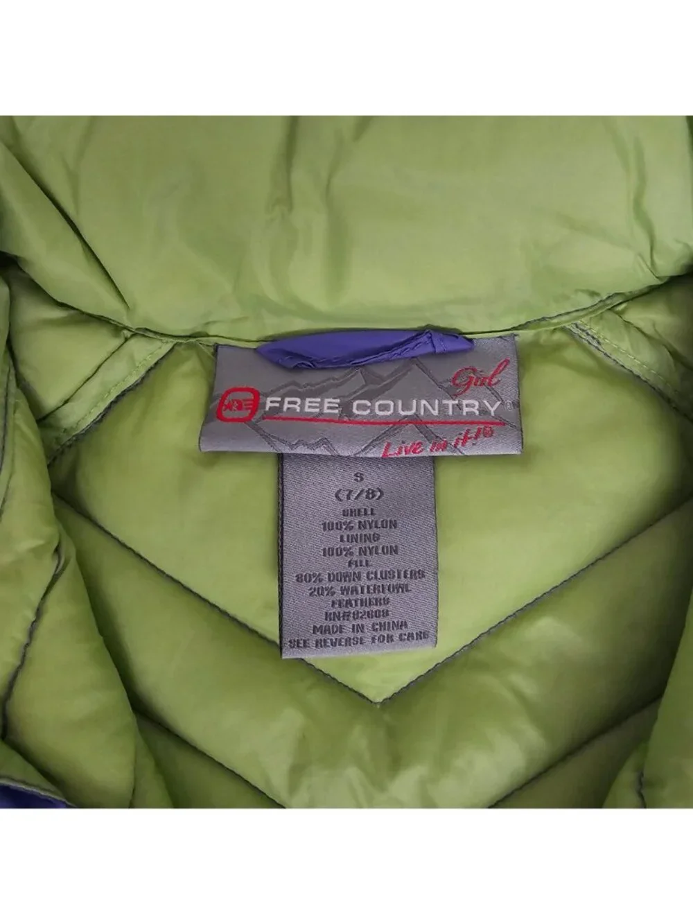 Free Country Purple Sleeveless Puffer Down Quilted Snow Ski Vest Girl's S (7/8)